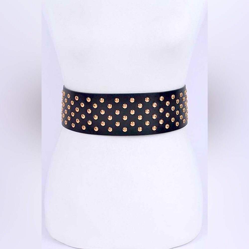 Gold Chunky Vegan Leather Waist Statement Belt